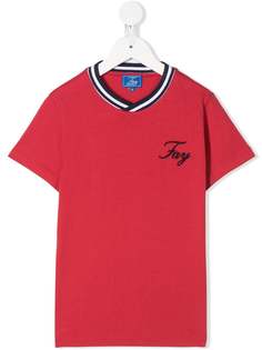 Fay Kids футболка с V -образным вырезом и вышитым логотипом