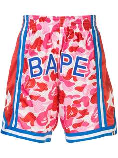 BAPE шорты с камуфляжным принтом и логотипом