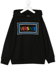 Versace Kids толстовка с капюшоном и вышитым логотипом