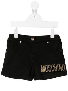 Moschino Kids джинсовые шорты с логотипом из пайеток
