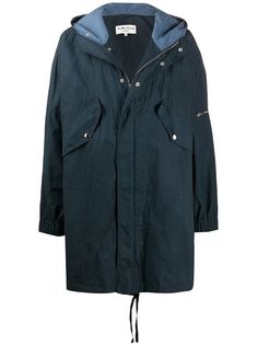 YMC пальто с капюшоном и жатым эффектом