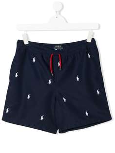 Ralph Lauren Kids плавки-шорты с поясом на шнурке и вышитым логотипом