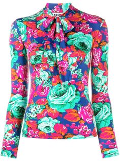 MSGM топ с принтом и завязками на воротнике