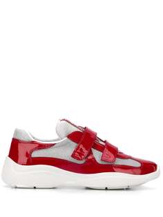 Prada лакированные кроссовки с сетчатыми вставками