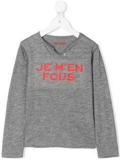Zadig & Voltaire Kids футболка хенли с принтом Je Men Fous