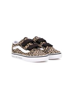 Vans Kids кеды на липучках с леопардовым принтом