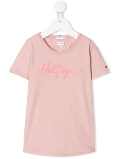 Tommy Hilfiger Junior футболка с логотипом из блесток