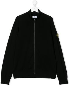 Stone Island Junior джемпер на молнии с нашивкой-логотипом