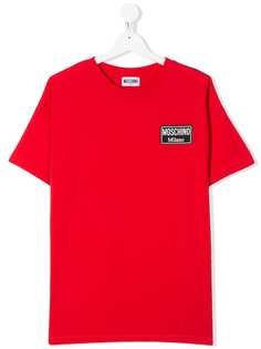Moschino Kids футболка с круглым вырезом и нашивкой-логотипом