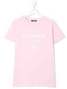 Balmain Kids футболка с логотипом и круглым вырезом