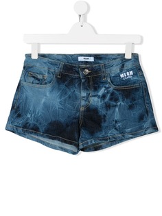 Msgm Kids джинсовые шорты с принтом тай-дай