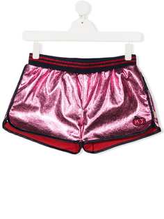 The Marc Jacobs Kids шорты с эффектом металлик и логотипом