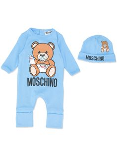Moschino комплект из ромпера Teddy Bear и шапки