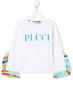 Emilio Pucci Junior футболка с длинными рукавами и оборками