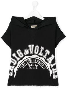 Zadig & Voltaire Kids футболка с капюшоном и логотипом