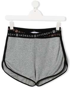 Givenchy Kids шорты с боковыми разрезами и блестящим логотипом