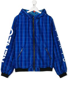Kenzo Kids клетчатое худи на молнии с логотипом