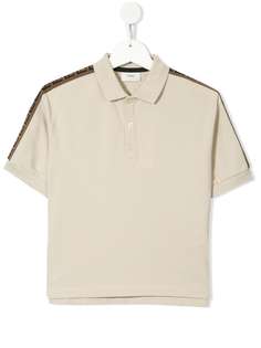 Fendi Kids рубашка-поло с контрастными полосками и логотипом FF