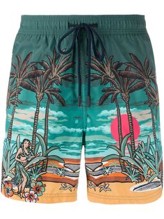 Etro плавки-шорты с принтом Hawaii