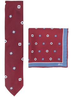 Brioni набор из платка и галстука с узором