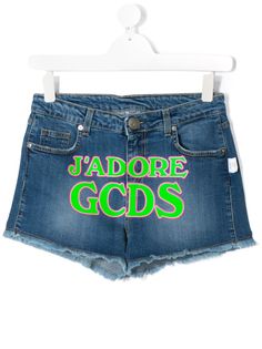 Gcds Kids джинсовые шорты JAdore с принтом