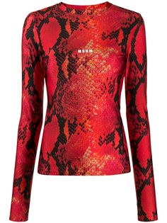 MSGM топ с длинными рукавами и змеиным принтом