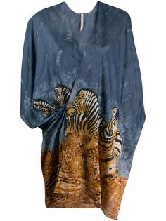 Dolci Follie кафтан с зебровым принтом и драпировкой