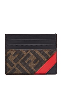 Коричневый картхолдер с монограммами и отделкой Fendi
