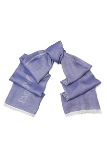 Синий шарф с бахромой Emporio Armani