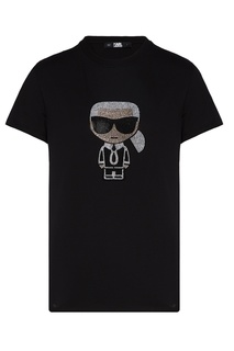 Черная футболка с блестящим рисунком Karl Lagerfeld