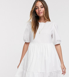 Белое свободное платье мини из поплина New Look Petite-Белый