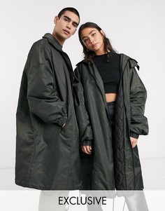Oversized-пальто цвета хаки в стиле унисекс COLLUSION-Серый