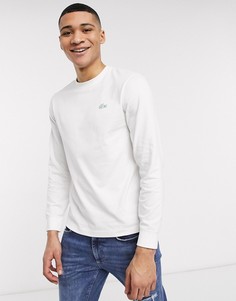 Белая хлопковая футболка с длинными рукавами и логотипом Lacoste-Белый