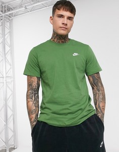 Зеленая футболка с круглым вырезом Nike Club-Зеленый