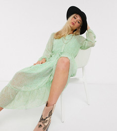 Зеленое платье макси с цветочным принтом и поясом Only Tall-Мульти