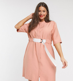 Свободное платье с поясом контрастного цвета Native Youth Plus-Розовый цвет