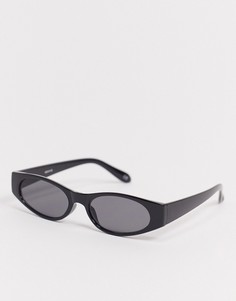 Маленькие овальные солнцезащитные очки в черной оправе с дымчатыми стеклами ASOS DESIGN-Черный