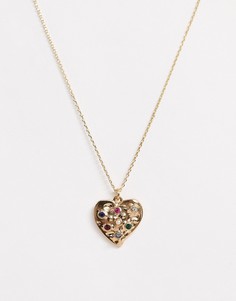 Золотистое ожерелье с подвеской-сердцем Accessorize-Золотистый