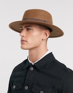 Регулируемая по размеру бежевая шляпа с плоской тульей ASOS DESIGN-Светло-коричневый