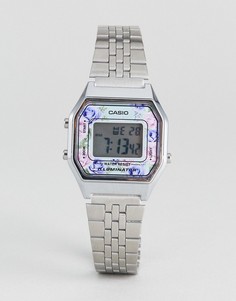 Серебристые цифровые наручные часы с цветочной отделкой Casio LA680WEA-2CEF-Серебряный