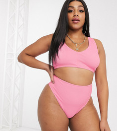 Розовый бикини кроп-топ с V-образным вырезом ASOS DESIGN curve