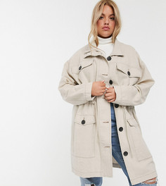 Свободная льняная парка с четырьмя карманами ASOS DESIGN Curve-Neutral