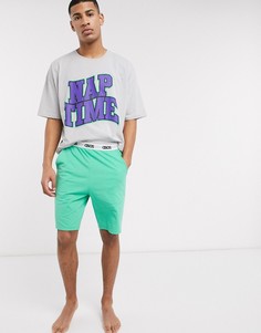 Серая меланжевая пижама с шортами и футболкой ASOS DESIGN-Мульти