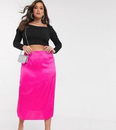 Розовая атласная юбка миди Unique 21-Розовый Unique21 Hero