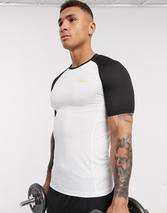 Обтягивающая спортивная футболка с контрастными рукавами реглан ASOS 4505-Белый