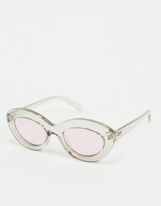 Круглые солнцезащитные очки в прозрачной оправе Le Specs Fluxus-Розовый