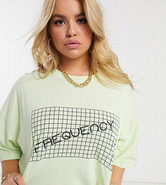 Платье-футболка в стиле oversized с принтом "frequency" Public Desire Curve-Зеленый
