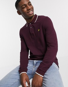 Футболка-поло с длинными рукавами и контрастной отделкой Lyle & Scott-Красный