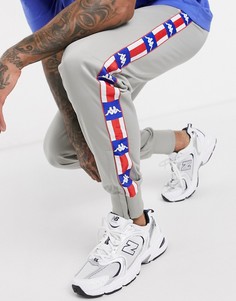 Серые спортивные брюки с фирменной лентой USA Kappa Authentic La Bergarman-Серый