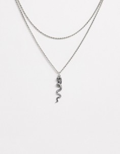Ожерелье с подвеской в виде змеи Sacred Hawk-Серебряный
